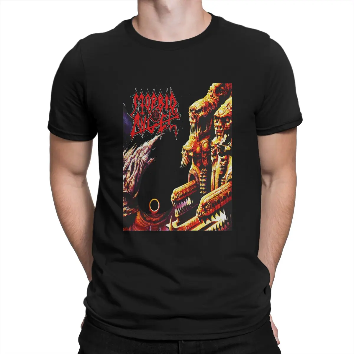 

Novelty Morbid Angel Poster T-Shirt Men Round Collar Pure Cotton T Shirt American Death Metal Band Short Sleeve Tee Shirt