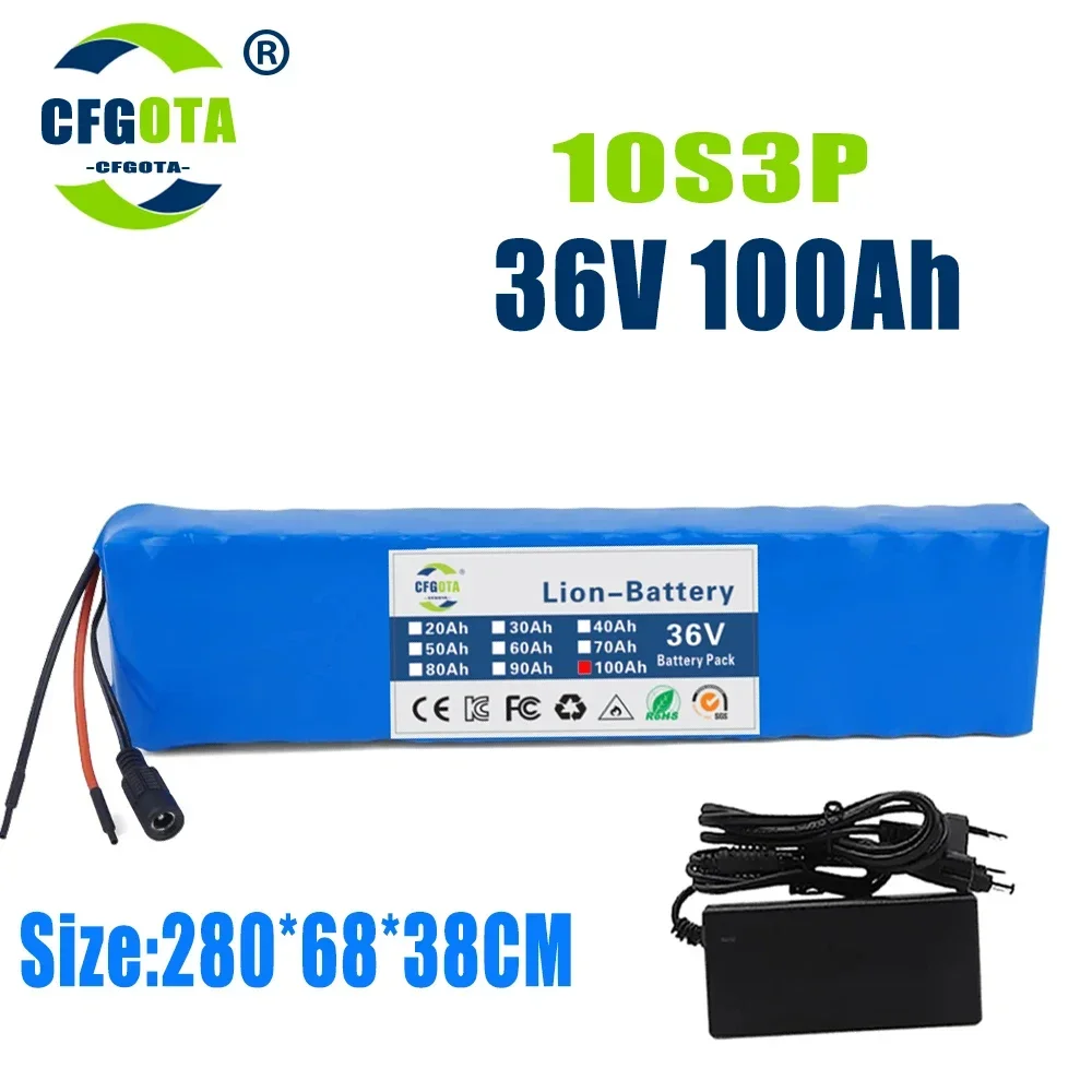 10s3p-36v-100ah-18650-li-ion-pack-100a-bms-for-electric-bicycle-m365-electric-scooter-electric-tool-replacement-battery