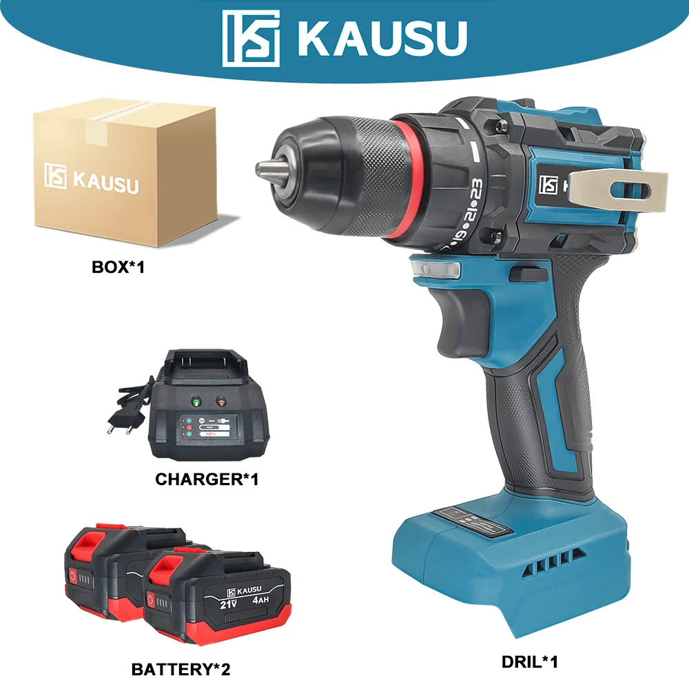 KAUSU Brushless Cordless Drill 3 8 Inch 23 1 Torque Settings Screw Driver Multifunctional Power Tool Makita 18V Battery