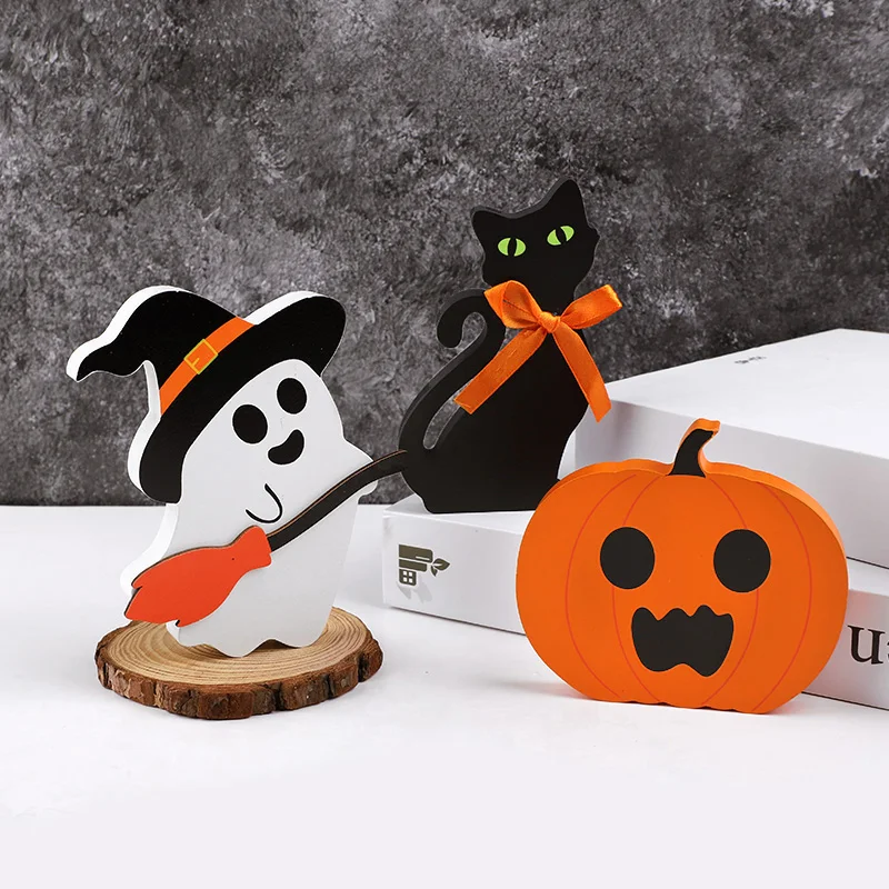 3/1pcs Halloween Ghost Pumpkin Wooden Ornaments Table Sign Halloween Party Favors Gift Festive Party Home Decoration Supplies