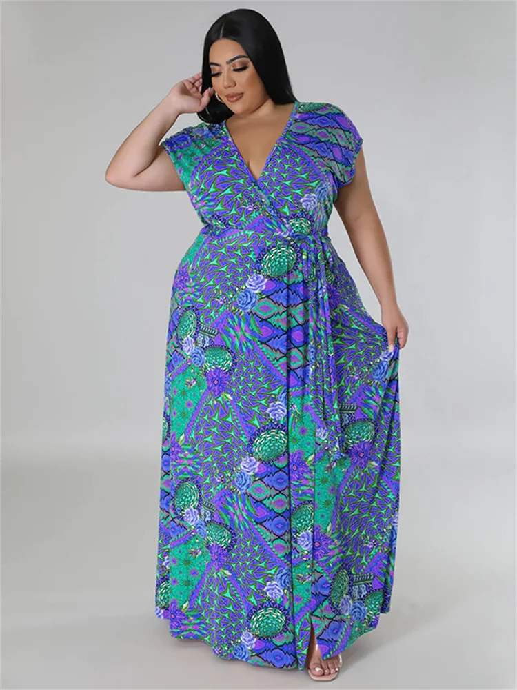 Wmstatr Plus Size Dresses for Women V Neck Loose Sleeveless Maxi Full Length Dress New In Summer Clothes Wholesale Dropshipping