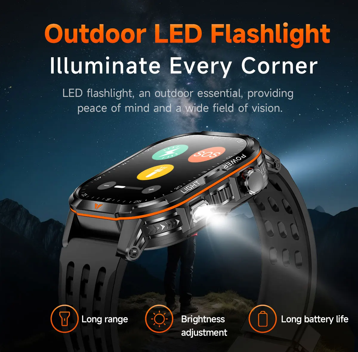 2026 New exercise 1400mAh Battery Smart Watch Tracking 10ATM Waterproof Sports Tracker Outdoor Military Smart Watch Men 6