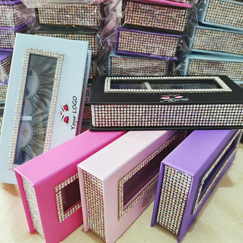 

Customize Eyelash Packaging Wholesale Bulk 3d 25mm Mink Pink Lashes Case Glitter Diamond Eyelashes Package Custom Logo Lash Box