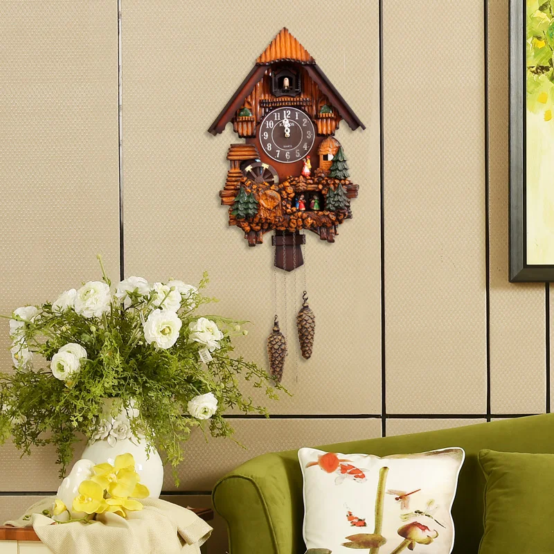 

European Creative Cuckoo Wall Clock Children Modern American Country Vintage Wood Wall Decorations Living Room Farmhouse W6B