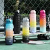 1pc Gradient Sports Water Bottle with Straw & Time Marker for Outdoor Fitness Hiking & Gym Leakproof Travel Water Bottle 5