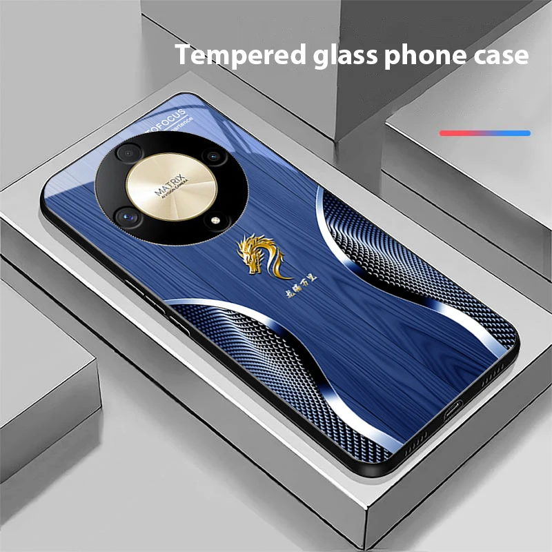 Wooden Dragon Black Tempered Glass Phone Case