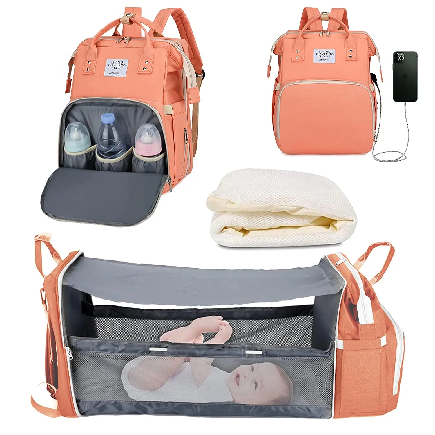 avec Lit PliableSac A Langer, Sac À Dos pour Lit Bébé Sac Bebe