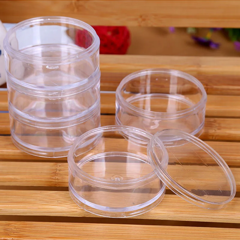 5 Layer Stackable Bead Containers Small Item Plastic Round Clear