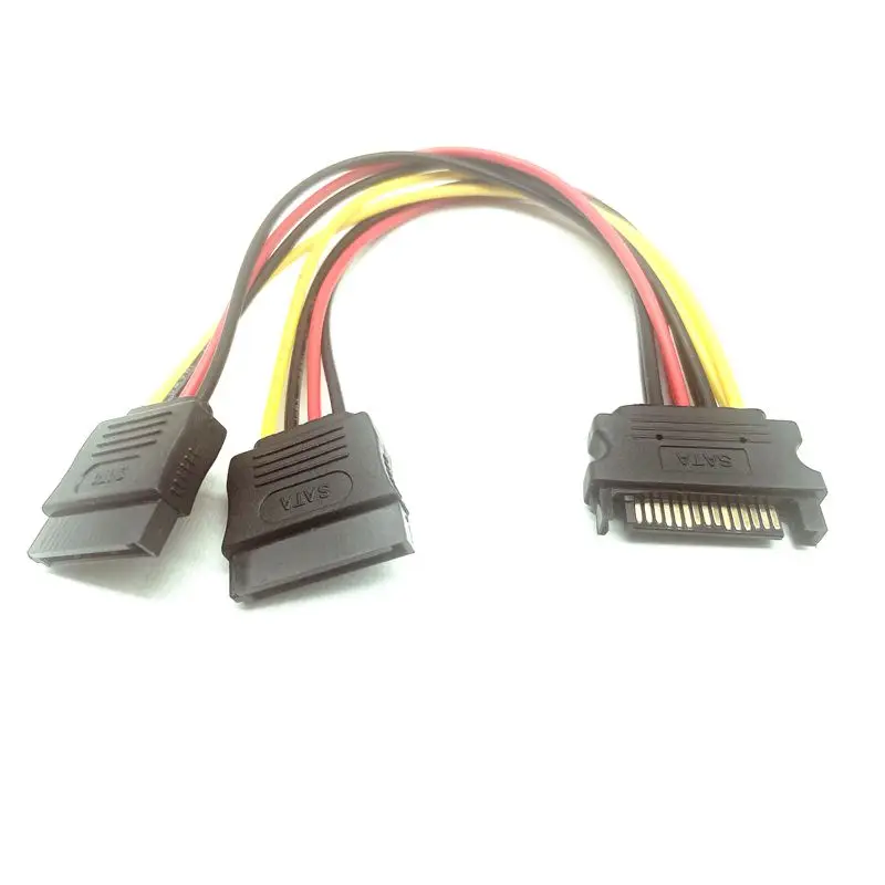 15 Pin Male SATA to 2 Female SATA Splitter Power Cable - 20cm Description Image.This Product Can Be Found With The Tag Names Computer Cables Connecting, Computer Peripherals, PC Hardware Cables Adapters, Sata