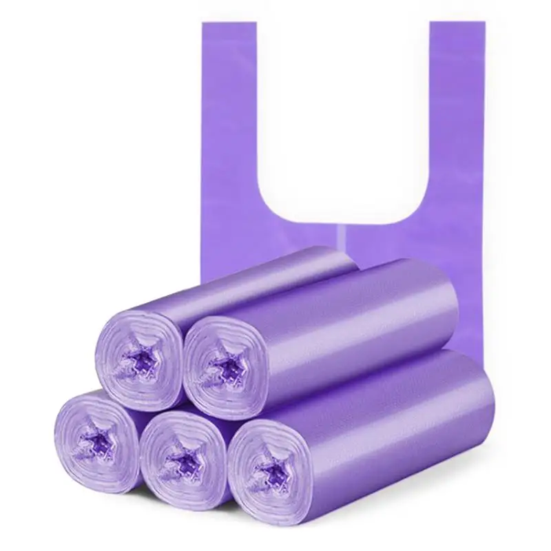 

5 Rolls Small Trash Bags Portable Large Storage Space Waste Basket Trash Reusable Handle Design Trash Bag For Home Kitchen