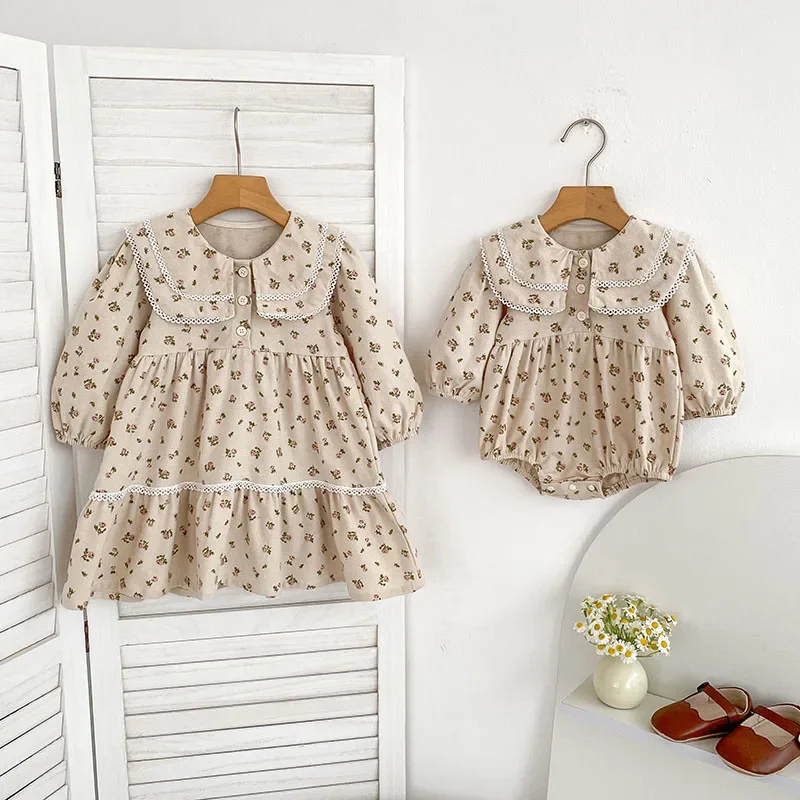 Autumn Floral Lace Kids Dress for Girls
