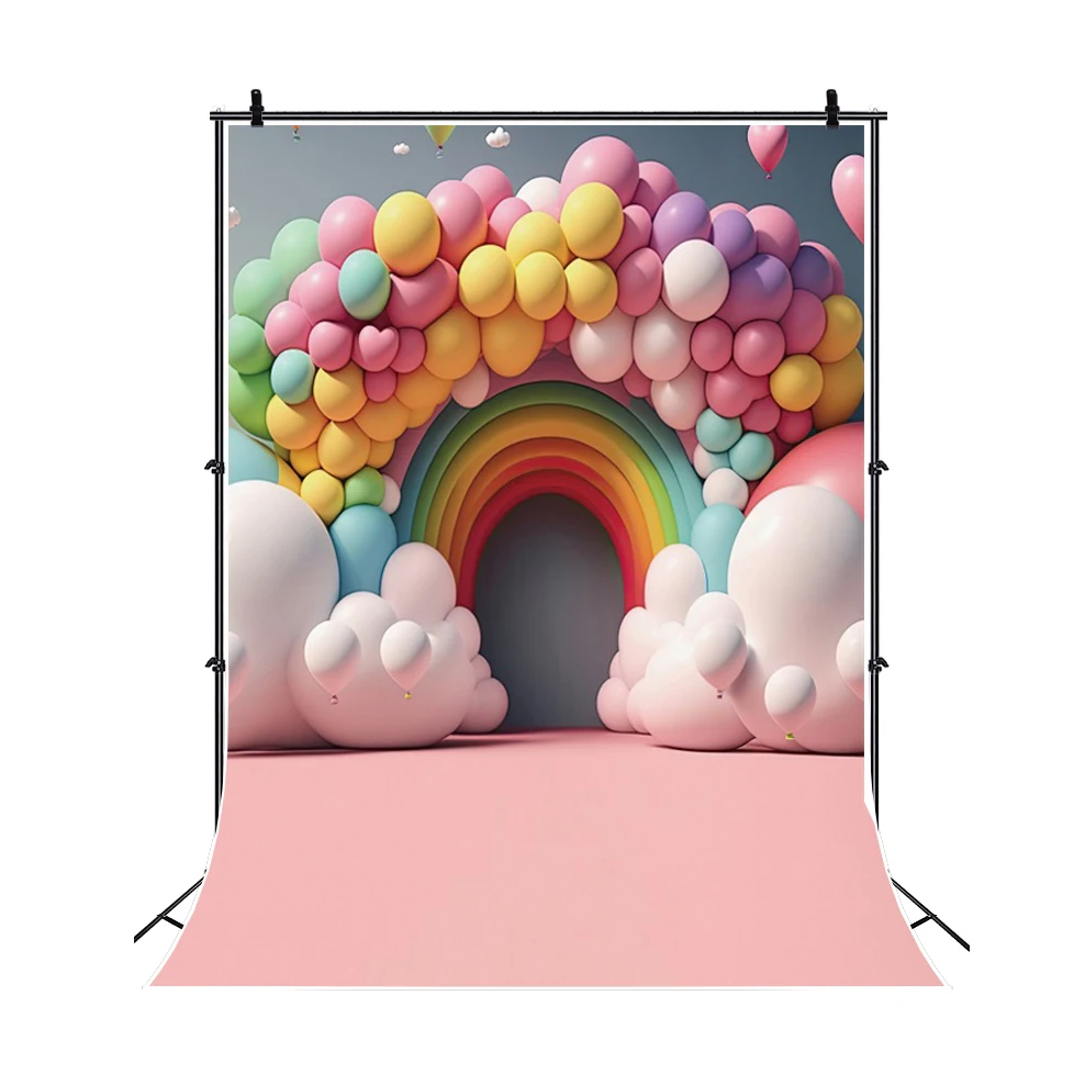 Baby 1st Birthday Photography Backdrop for Boy And Girl Baby Shower Balloon Flower Party Decor