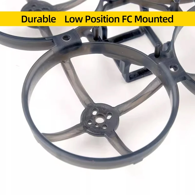 Détail des bras du cadre Happymodel Mobula8 85mm pour micro FPV whoop, en noir transparent.