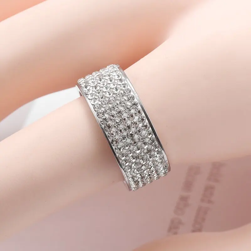 Hip Hop Iced Out Cz Bling Ring Gold/silver Color Stainless Steel Wedding Engagement Rings for Women Men Jewelry wedding rings silver ring womens ring couple rings cubic zircon ring finger rings jewelry rings ring jewelry