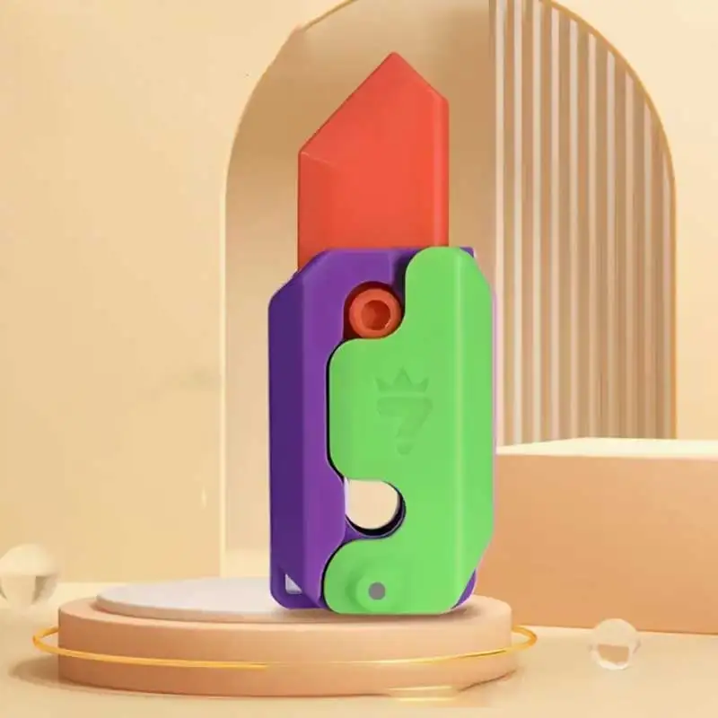 carrot knife toy 3D Luminous Carrot Knife Pushcart Small Toys Stress Reducing Toys Gravity Flip Carrot Knife Safe Stress Reducing Pocket