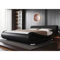 Queen Size Bed Frame with Ergonomic & Adjustable Headboard, Low Profile Modern Upholstered Platform Sleigh Design 1
