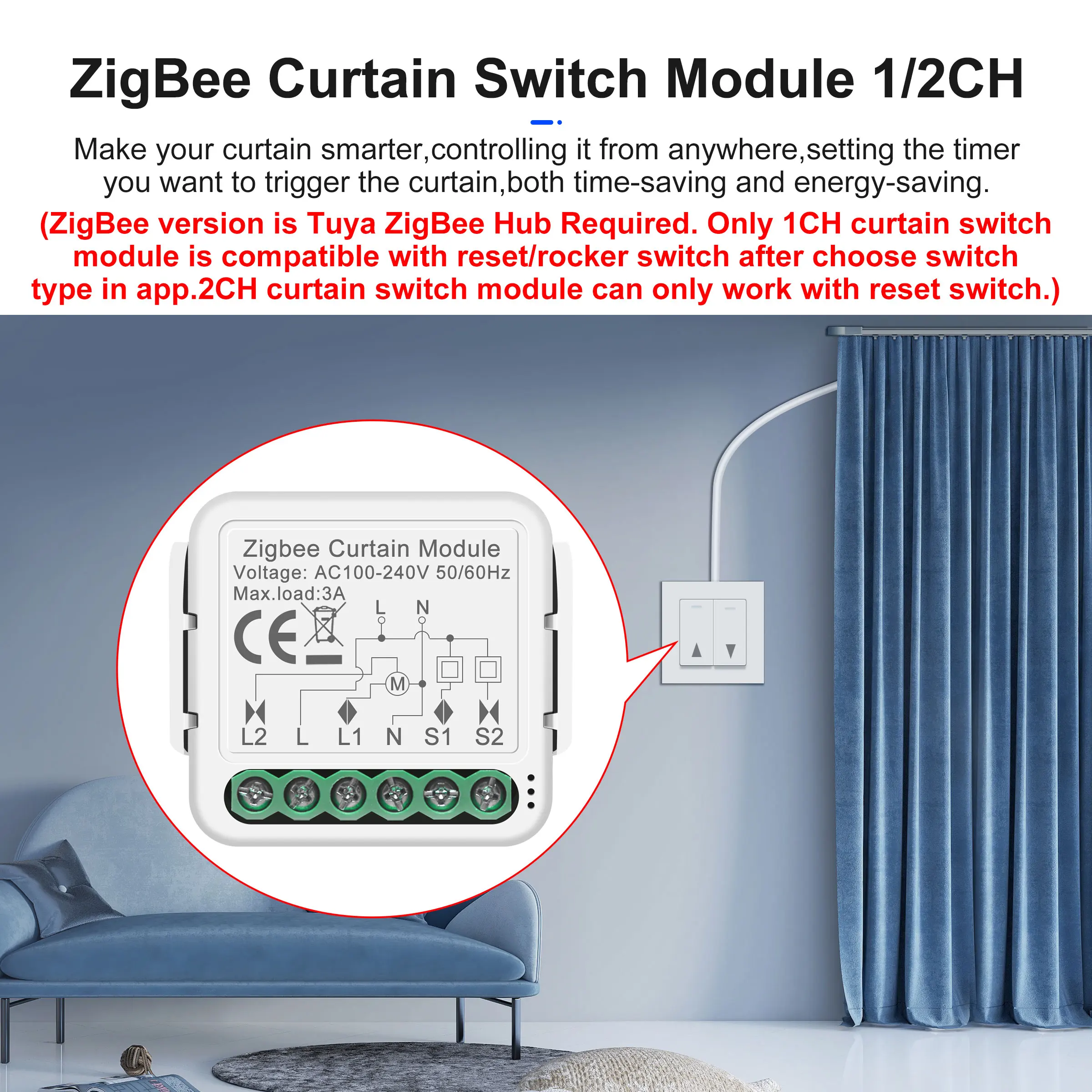 Led Dimmer Switch Smart Light Switch Smart Dimmer Switch Lamp Dimmer GIRIER Tuya Smart ZigBee Light Curtain Dimmer Switch Module DIY Smart Home Automation Relay Works with Alexa Hey Google Alice