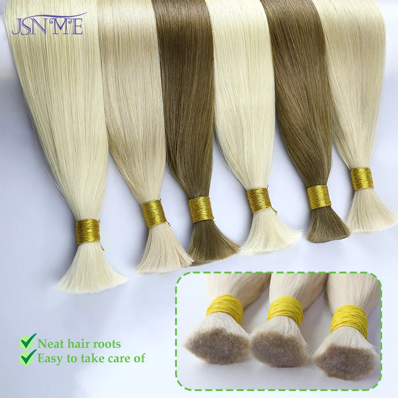 JSNME Bulk Hair Extensions Straight 100% Real Remy Human Hair Blonde Black Brown 613 Color High Quality For Salon 2