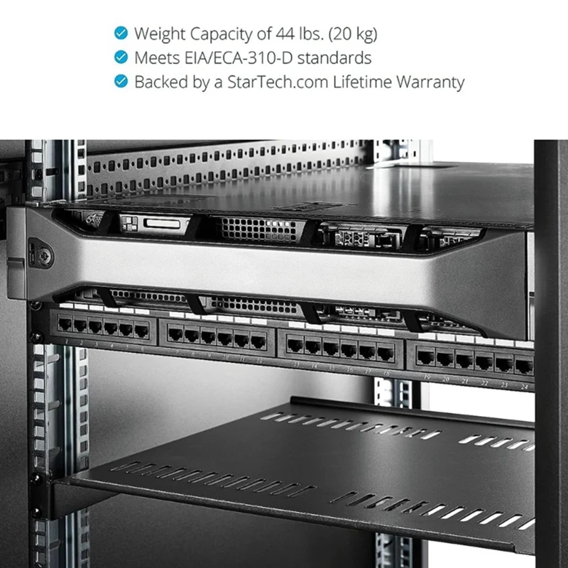 1U Server Rack Mount Shelf Vented Cantilever Tray For 19Inch Network Equipment Rack & Cabinet, Durable
