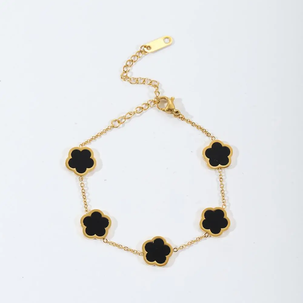 New Flower Clover Charm Chain Necklace Bracelet for Women Gift