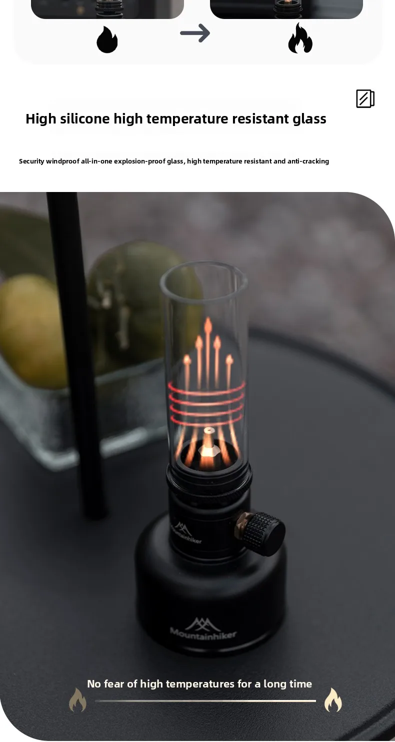 MOUNTAINHIKER Neue Outdoor Gas Licht Set Picknick Camping Retro Dekorative Ambiente Licht Kreative Desktop Nacht Gas Lampe – Detail 6