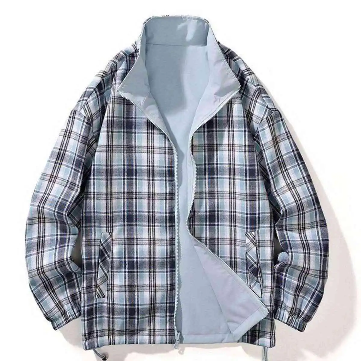 GENIOLAMODE giacca a quadri double face con revers per uomo e donna, coppia autunnale_voghion.com