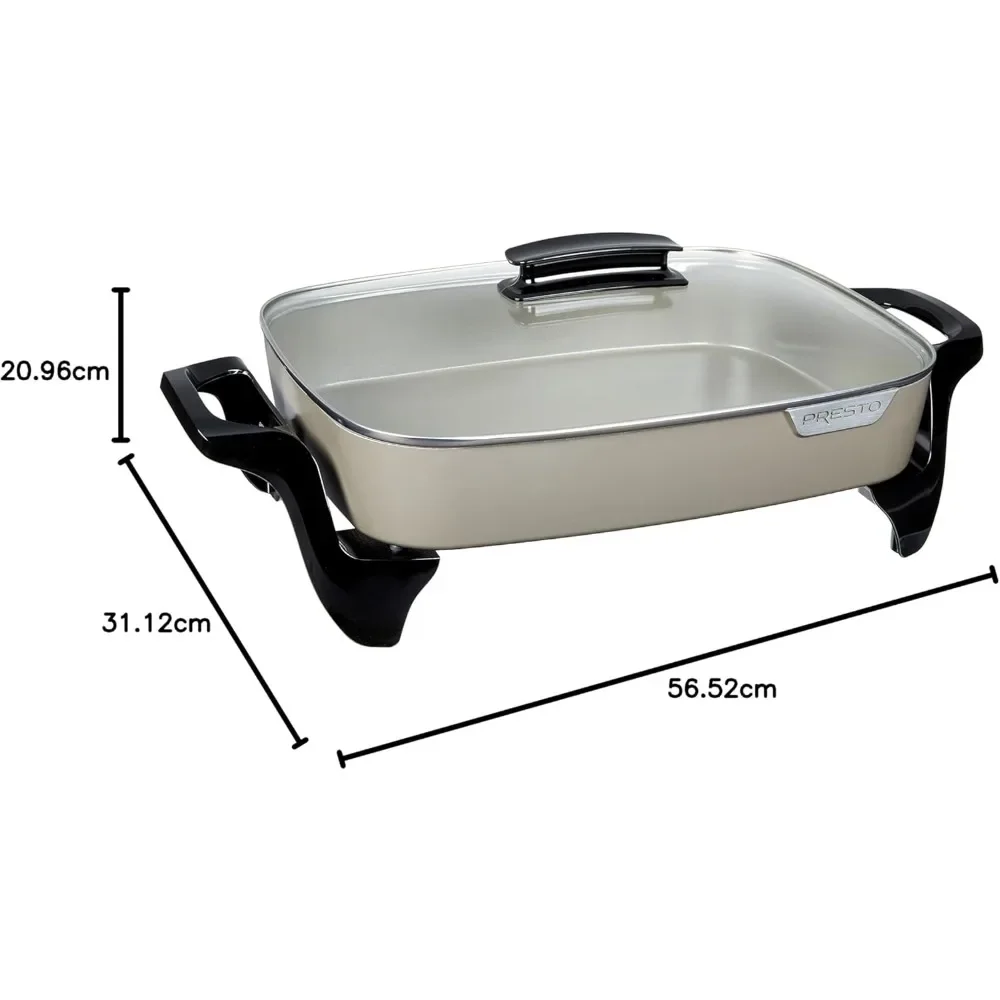 16-Inch Electric Skillet,Grey Ceramic,Ceramic nonstick surface inside and out for stick-free cooking and easy cleaning 6