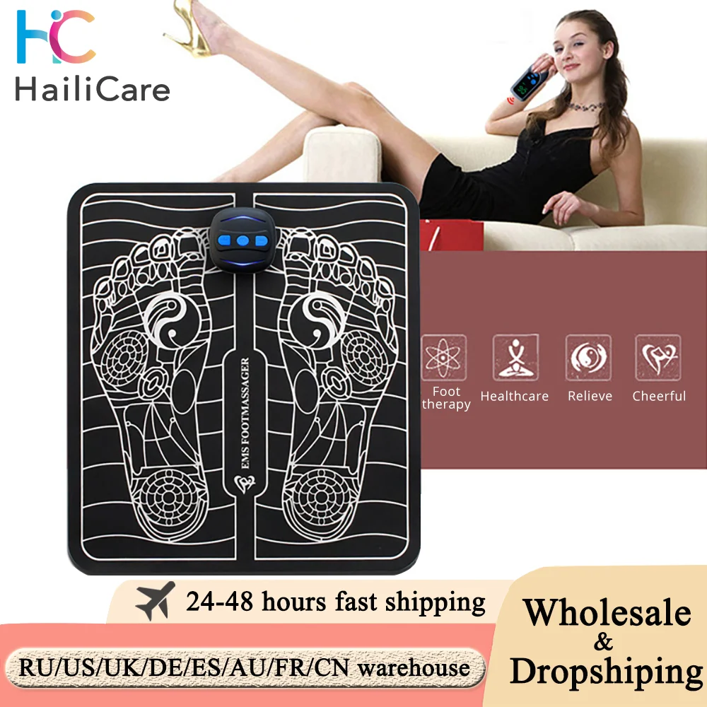 

EMS Foot Massager Pad Portable Foldable Massage Mat Pulse Muscle Stimulation Improve Blood Circulation Relief Pain Relax Feet