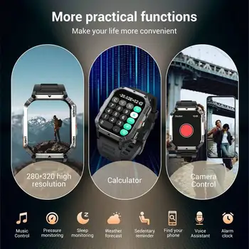 Smart Watch For Men Women, 2.01in HD Touch Screen Smartwatch With Heart Rate Sleep Monitor Compass Flashlight, Waterproof Sport 4