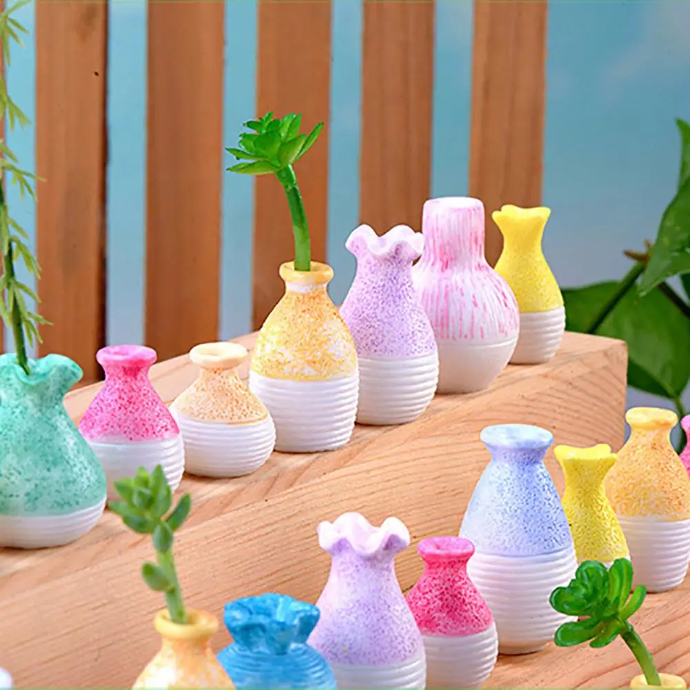 Mini Vase Multi-use Space-saving Handmade Bright-colored Resin Flower Miniature Vase Waterproof Portable Flower Vase For Garden 3