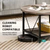 Round Coffee Table with Storage, Rustic Living Room Tables with Sturdy Metal Legs, OAK 4