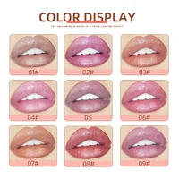 QIBEST 9 Colors Lip Gloss Set Starburst Pearlescent Liquid Lipstick Shiny Moisturizing Lip Glaze Glitter Makeup Kit Long-lasting 2