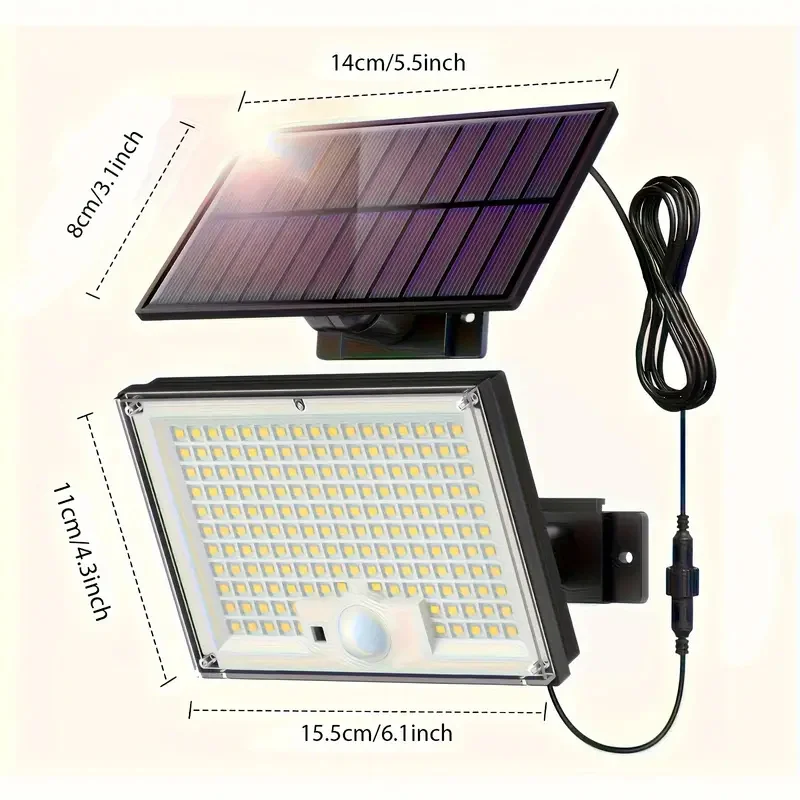 Solar-Powered LED Outdoor Waterproof Motion Sensor Wall Light with 3 Adjustable Lighting Modes
