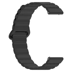 Silicone Magnetic Replacement Watchband Strap, Adjustable and Secure for 22mm (Black)