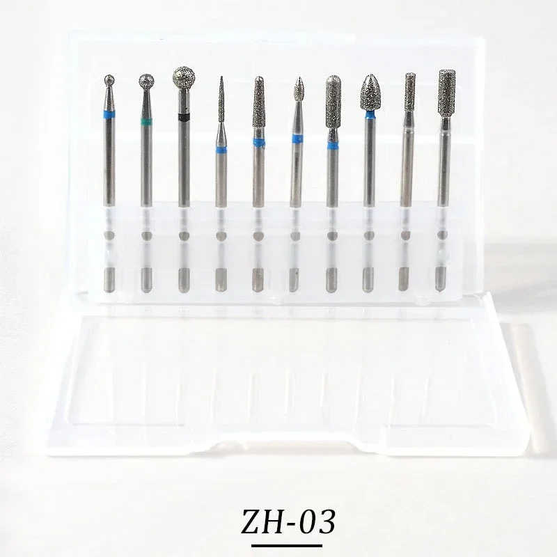 Diamond Milling Cutters for Manicure Electric Clean Foot Cuticle Nail Machine Nail Polishing Tool 10Pcs