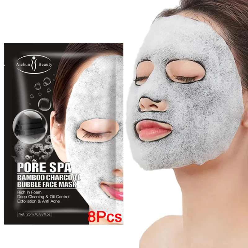 

Bubble Face Mask Moisturizing Foam Black Mask Washable Deep Cleansing Oil Control Shrink Pores Anti-Aging Skin Care 25ml*8pcs