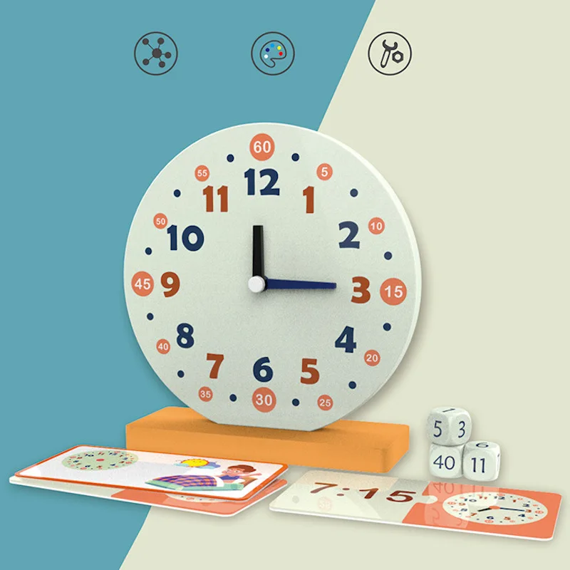 

Clock Montessori Toy Educational Time Toys Children Clock Table Preschool Learn Time Bedtime Hour Minute Second Cognition Game