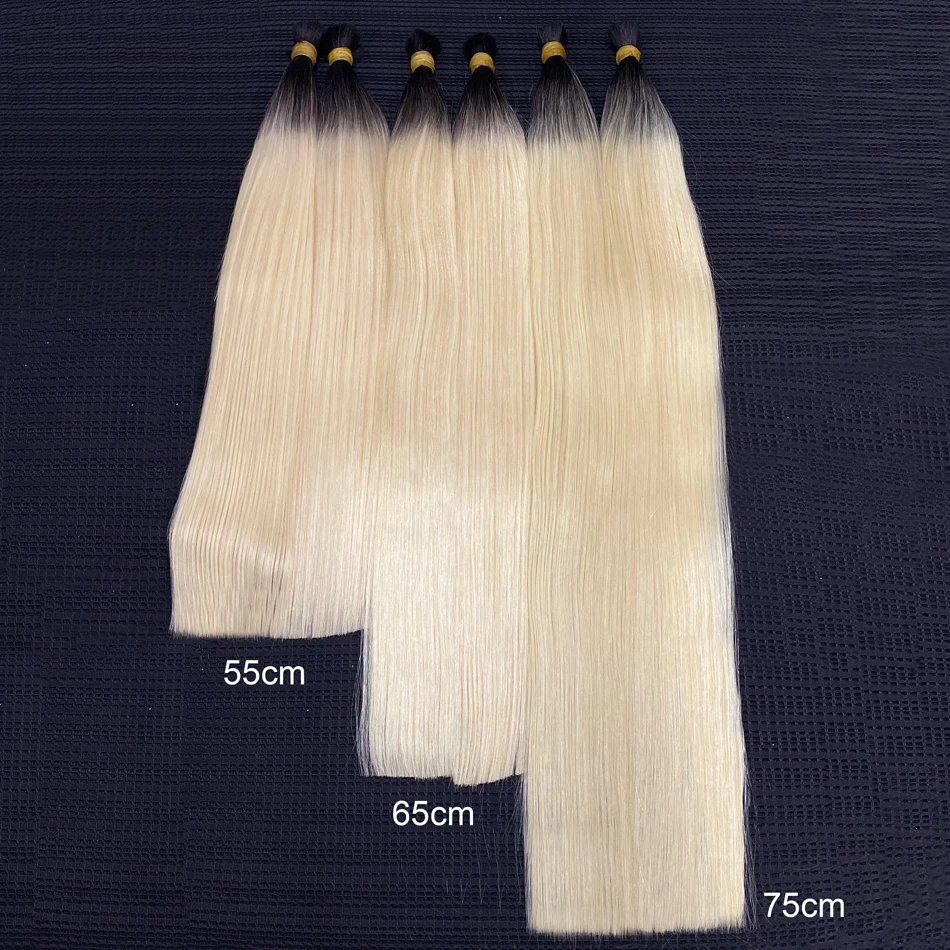 Ombre Straight Bulk Braiding Hair 100% Brazilian Virgin Remy Human Hair Extensions 613 Blonde Color Natural Piece human hair extensions