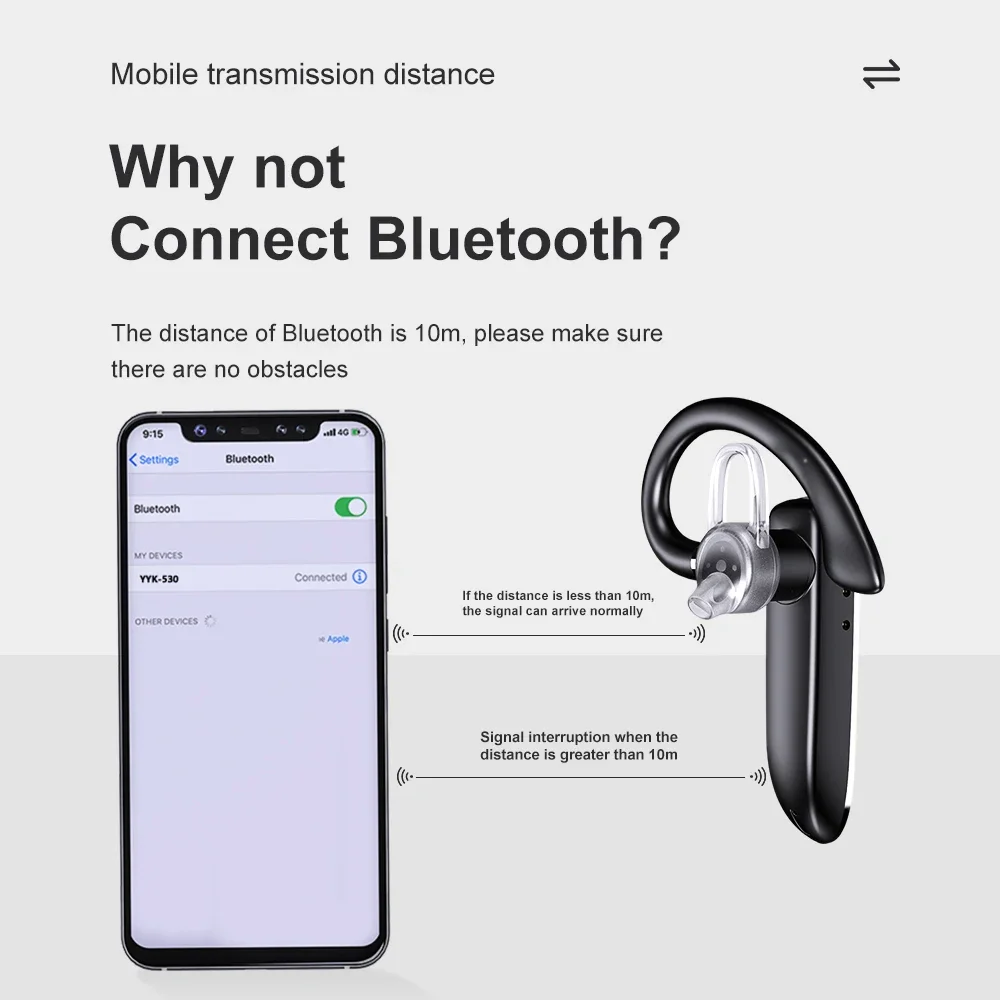 Handsfree YYK 530 Business Earbuds Single Wireless Car Driving Earphone Ear Hook Sport Headset  earphones 4