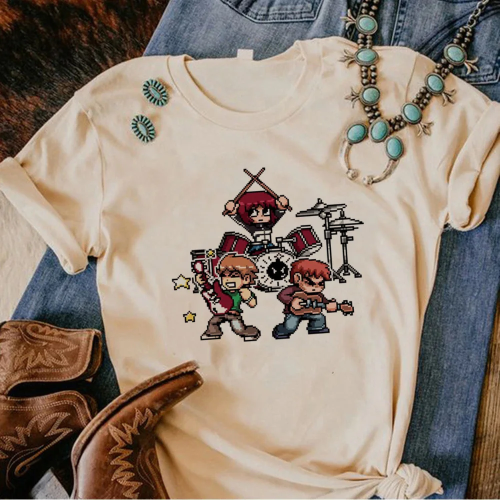Scott Pilgrim Tee Donna Giapponese Streetwear Tshirt Femminile Anime Streetwear Abbigliamento Comico