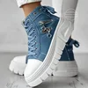 Sneakers Women's Solid Color Denim Canvas Sneakers Lace Platform Soft Sole Shoes Zip 1