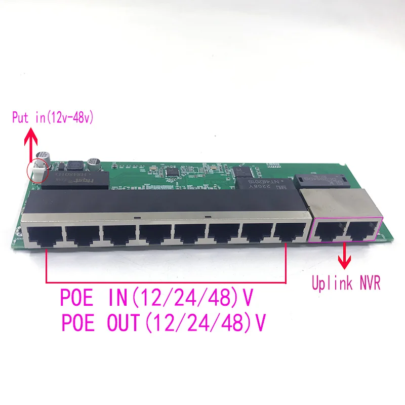 POE12V-24V-48V POE12V/24V/48V POE OUT12V/24V/48V przełącznik poe 100 mb/s POE poort;100 mb/s UP Link poort; poe zasilany przełącznik NVR