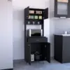 Della 60 Kitchen Pantry with Countertop, Closed & Open Storage Black 3
