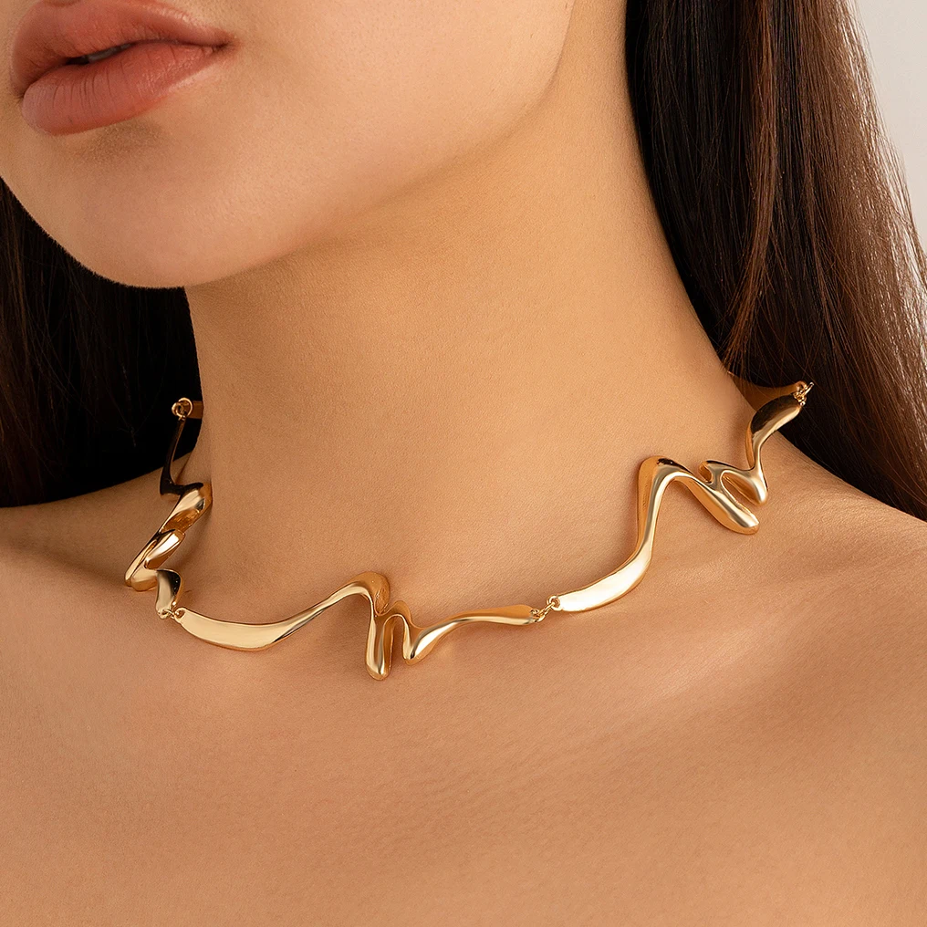 Punk Vintage Irregular Water Drop Metal Choker Necklace