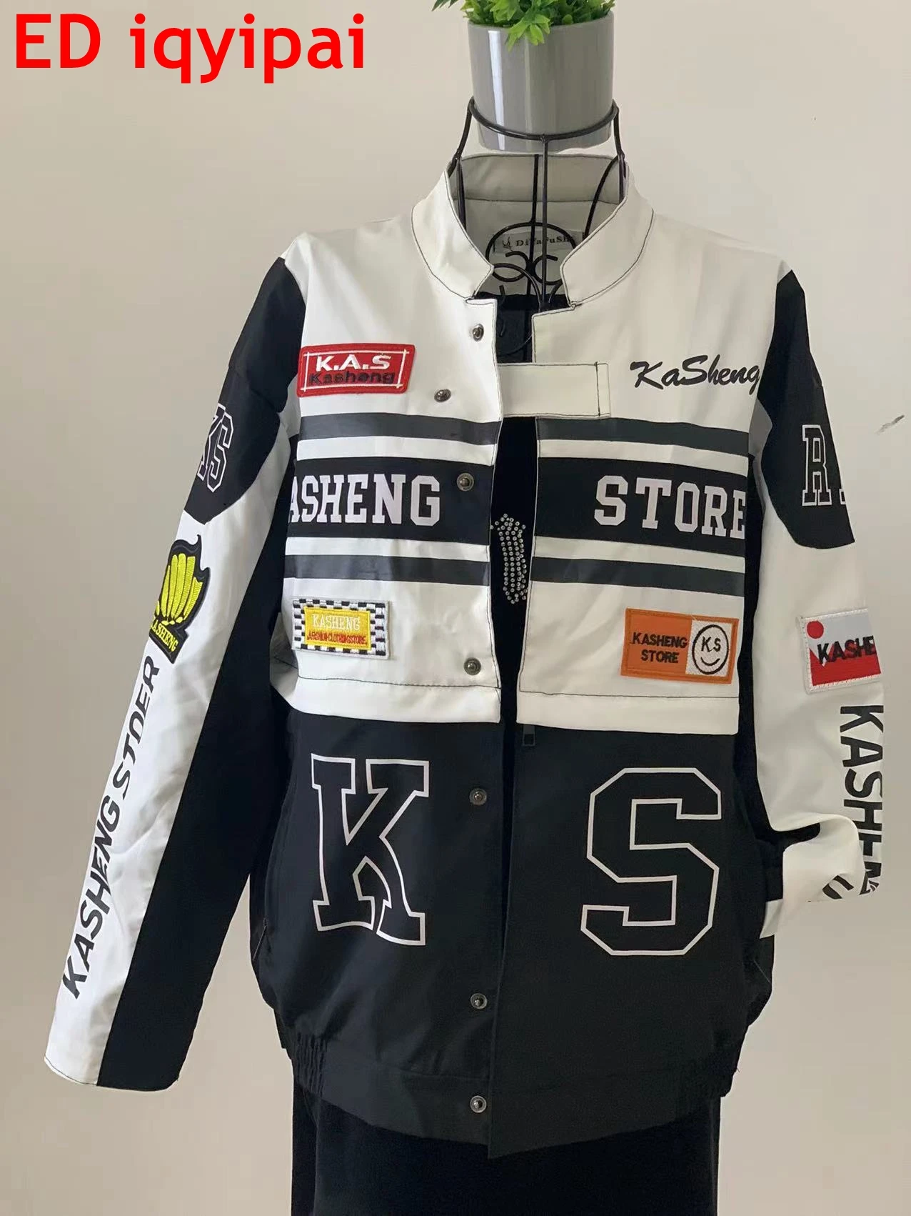 Womens KAS Off White Biker Style Leather Jacket