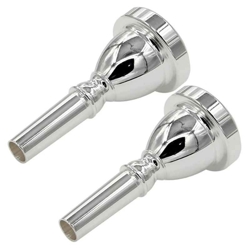 2X Bocchino Grande Bocca Grande Bocchino Tuba Boccaglio Grande Per Basso Placcato Argento