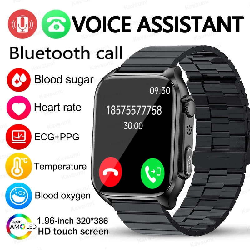 

ECG+PPG Smart Watch Men Bluetooth Call Clock Heart Rate Blood Pressure Blood Oxygen Health Blood sugar Monitoring Smart Watches