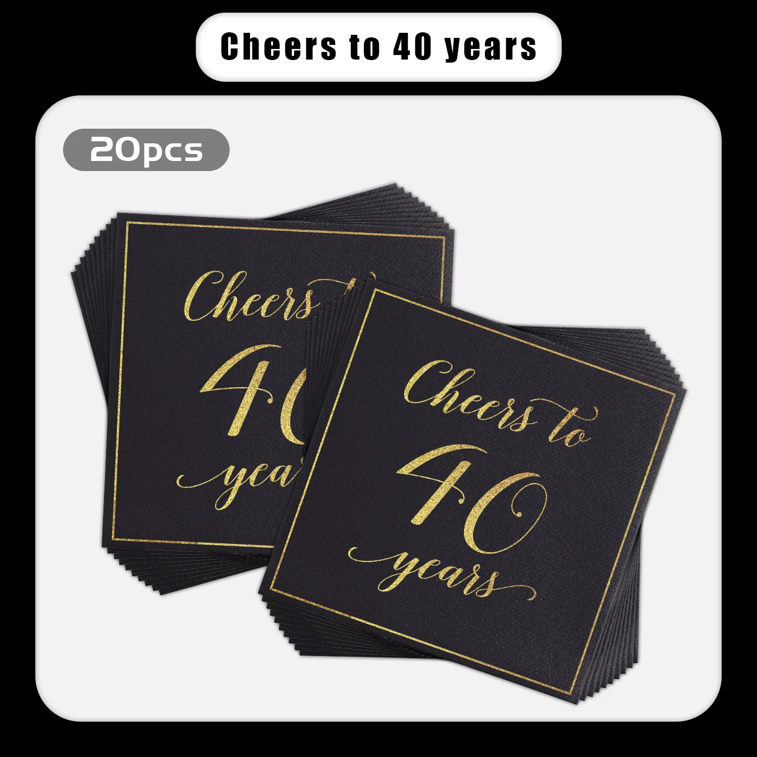 Black Gold Napkins Disposable Party Paper Napkins 30 40 50 60th Birthday Party Supplies Black and Gold Dinner Decorations