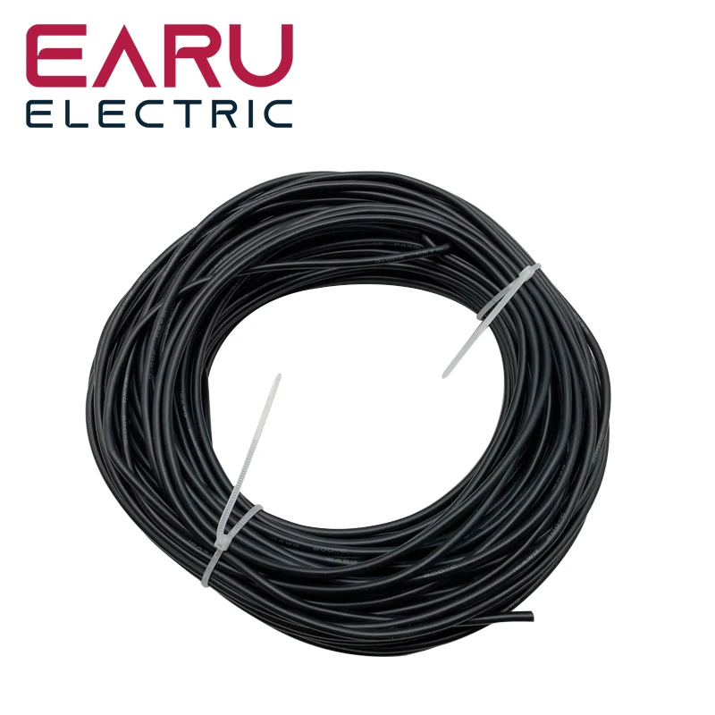 1-100M Heat-resistant Soft Electrical Silicone Wire Cable 8 10 12 14 16 18 20 22 24 26 28 30 AWG Red 5M Black Color for RC DIY