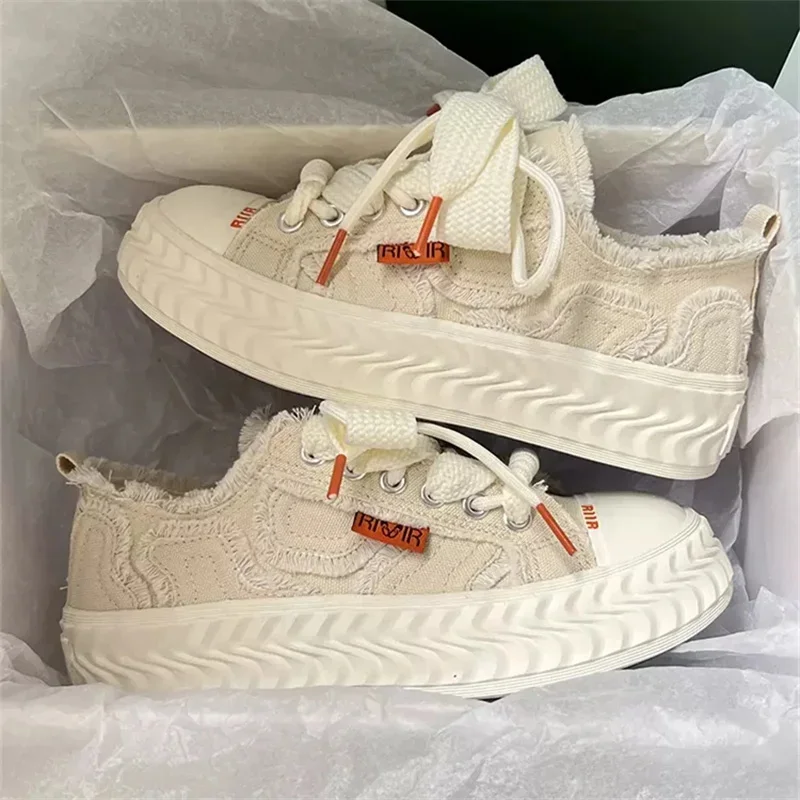 

Canvas Shoes Women's Sneakers Platform Spring Autumn Lace Up Flats Shoes Casual Woman Sports Sneakers Female Vulcanized Shoes